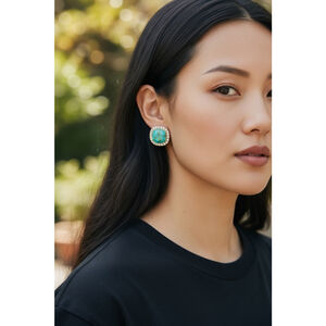 Turquoise Gold Stud Earrings NWOT